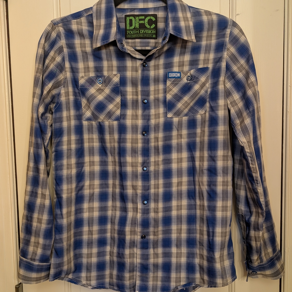 DIXXON Navy and White Plaid Casual Shirt